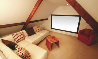 Attic Home Theater | twoinspiredesign