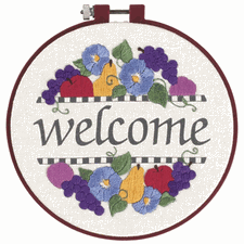Embroidered welcome sign