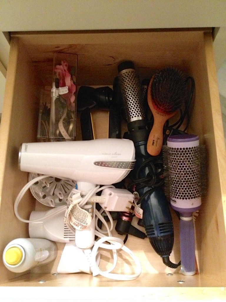 Hair brush drawer after