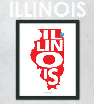 Illinois Map Art from Etsy