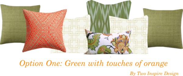 Breakfast Nook Pillows Green Orange