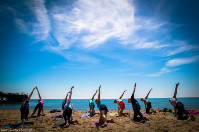 Beach Yoga and SUP Lake Michigan